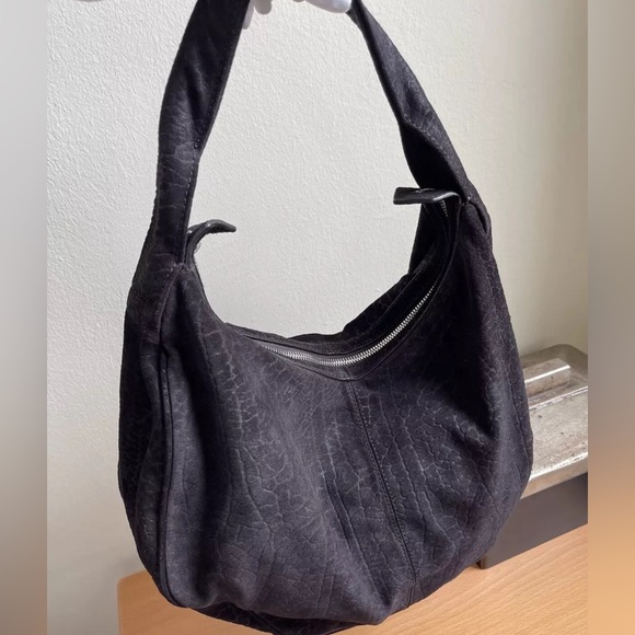 Alexander Wang Morgan Espresso Croc Embossed Suede Hobo Bag New - Picture 5 of 12